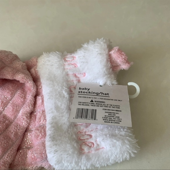 New Baby Stocking & Hat Set My First Christmas In French Pink Mon Premier Noel - Picture 8 of 10